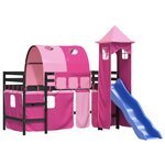 vidaXL Lit mezzanine enfants avec tour rose 80x200cm bois pin massif