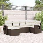vidaXL Salon de jardin avec coussins 6 Pièces marron résine tressée