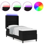 Lit Box Spring vidaXL avec Matelas et LED Noir 90x190 cm Tissu