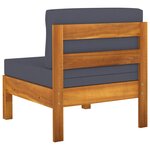 vidaXL Canapé de jardin 3 places et coussins gris foncé Acacia massif