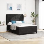 Lit Box Spring vidaXL avec Matelas Noir 160x200 cm Velours