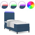 vidaXL Lit à ressort avec matelas et LED bleu 90x200 cm tissu