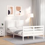 vidaXL Cadre de lit sans matelas blanc bois massif