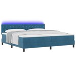 Lit à ressort vidaXL avec matelas et LED bleu foncé 200x200 cm en velours