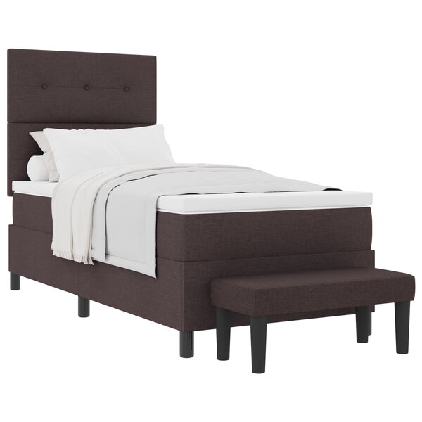 vidaXL Lit avec sommier et banc marron foncé 90x190 cm en tissu