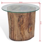 vidaXL Table basse Teck Verre 50x40 cm