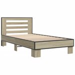 vidaXL Cadre de lit chêne sonoma 75x190 cm bois d'ingénierie et métal