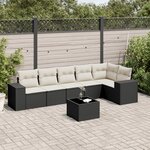 vidaXL Salon de jardin 7 Pièces avec coussins noir résine tressée