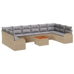 vidaXL Ensemble de Canapé de Jardin de 11 Pièces avec Coussins Beige Rotin Synthétique Acacia
