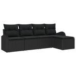 Ensemble de 5 Pièces de Canapés de Jardin avec Coussins Noir en Rattan Poly
