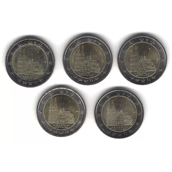 2 euros Allemagne 2011 Rhénanie du Nord  Westphalie - les 5 ateliers.