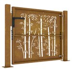 vidaXL Portail de jardin 105x105 cm acier corten design de bambou