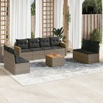 vidaXL Salon de jardin 9 Pièces avec coussins gris résine tressée