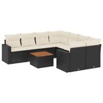 vidaXL Salon de jardin 9 Pièces avec coussins noir résine tressée