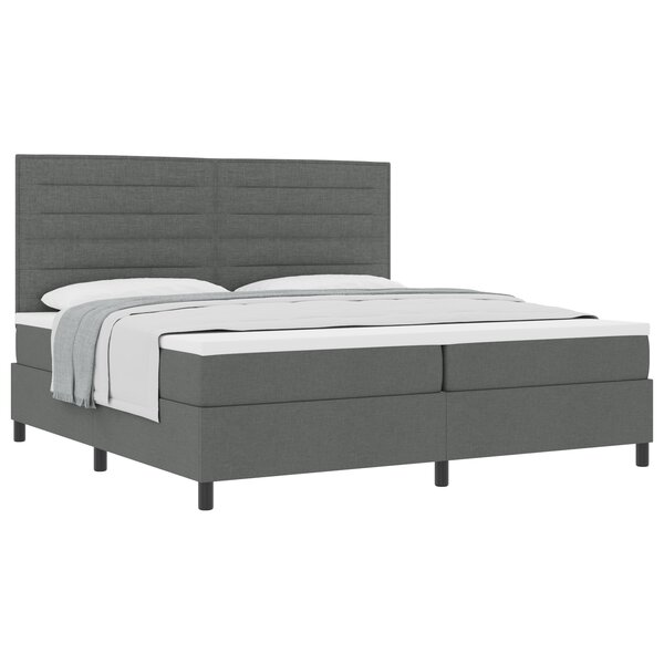 vidaXL Lit à ressorts avec matelas gris foncé 200x200 cm tissu