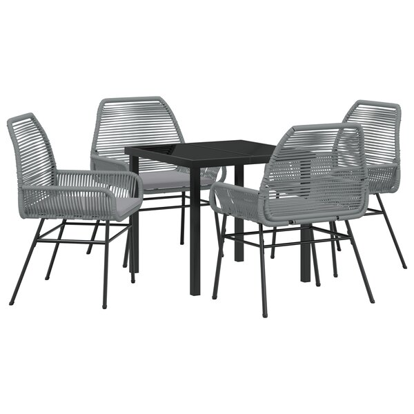 vidaXL Ensemble de salle à manger de jardin de 5 pièces avec coussins en rattan poly gris