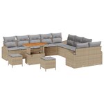 Ensemble de Canapé de Jardin vidaXL 13 Pièces avec Coussins Beige Rattan Synthétique