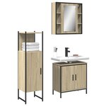 vidaXL Ensemble d'armoires de salle de bain 3 Pièces chêne sonoma