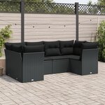vidaXL Salon de jardin 6 Pièces avec coussins noir résine tressée