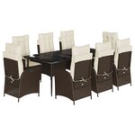 vidaXL Ensemble à manger de jardin et coussins 9 Pièces marron poly rotin