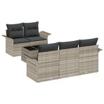vidaXL Set de Canapés de Jardin 6 Pièces avec Coussins Gris Clair Poly Rotin