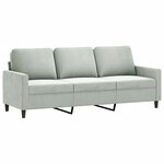 vidaXL Canapé à 3 places avec repose-pieds Gris clair 180 cm Velours