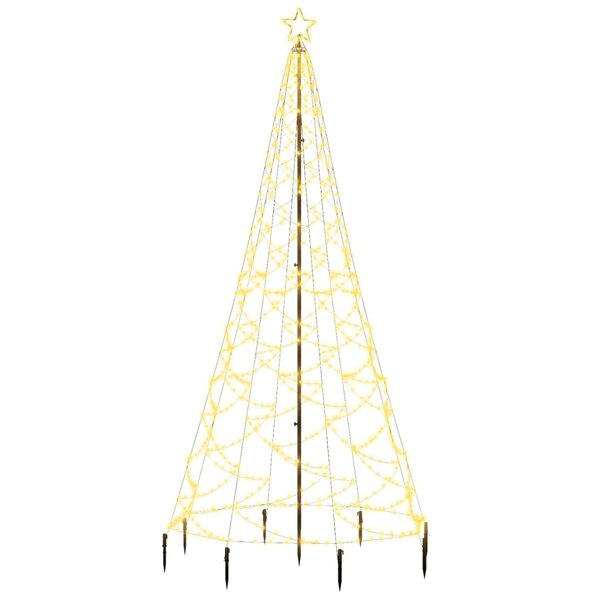 vidaXL Arbre de Noël avec poteau en métal 500 LED blanches chaudes 3 m
