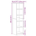 Armoire vidaXL Noire Chêne 50x50x200 cm en Bois d'ingénierie