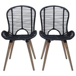 vidaXL Chaises à manger lot de 4 noir rotin naturel