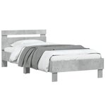vidaXL Cadre de lit sans matelas avec tête de lit gris béton 100x200cm