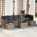 vidaXL Set de canapé de jardin 8 pièces avec coussins gris en poly Rattan