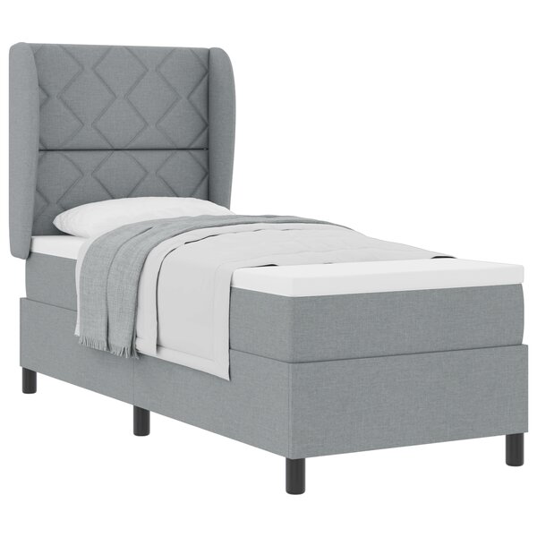 Lit à ressorts avec matelas vidaXL en gris clair  80x200 cm  tissu