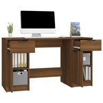 vidaXL Bureau avec armoire latérale Chêne marron Bois d'ingénierie