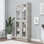 vidaXL Armoire à vitrine Gris béton 82 5x30 5x185 5 cm Bois ingénierie