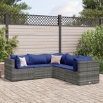 vidaXL Salon de jardin 5 Pièces avec coussins Gris Résine tressée