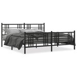 vidaXL Cadre de lit métal avec tête de lit/pied de lit noir 183x213 cm