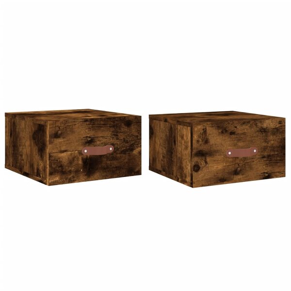 vidaXL Tables de chevet murales 2 Pièces chêne fumé 35x35x20 cm