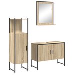 Ensemble de meubles de salle de bain 3 pièces vidaXL chêne sonoma en bois d'ingénierie