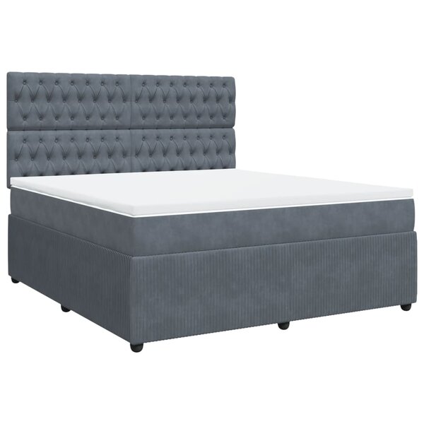 vidaXL Sommier à lattes de lit et matelas Gris foncé 180x200cm Velours
