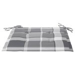 vidaXL Chaises de jardin et coussins à carreaux gris 4 Pièces Teck massif