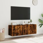 vidaXL Meubles TV muraux et lumières LED 2Pièces chêne fumé 60x35x41 cm