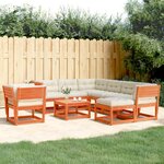 vidaXL Salon de jardin 8 Pièces avec coussins cire marron bois pin massif