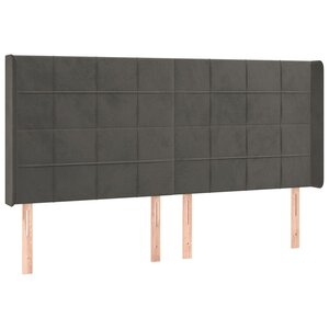 vidaXL Tête de lit avec oreilles Gris foncé 163x16x118/128 cm Velours