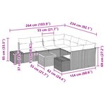 vidaXL Ensemble de canapé de jardin 9 pièces avec coussins en poly rattan noir et acacia