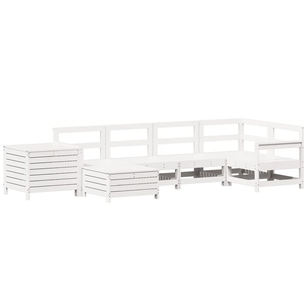 vidaXL Salon de jardin 7 Pièces blanc bois de pin massif