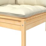 vidaXL Canapé 2 places de jardin et coussins crème Bois de pin solide