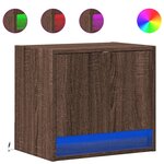 vidaXL Tables de chevet murales avec lumières LED 2 Pièces chêne marron