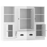vidaXL Buffets 3 Pièces blanc brillant bois d'ingénierie
