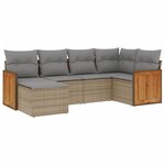 vidaXL Salon de jardin avec coussins 6 Pièces beige résine tressée