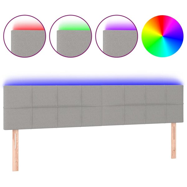 vidaXL Tête de lit à LED Gris clair 180x5x78/88 cm Tissu